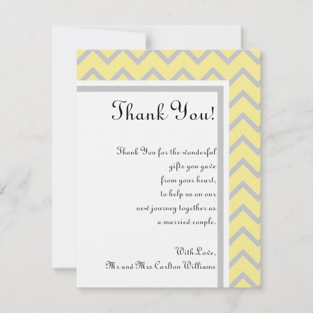 Cartões de agradecimentos de Casamento Amarelo/Cin (Frente)