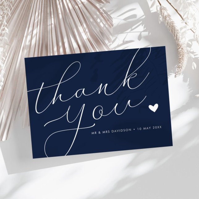 cartões de agradecimentos de casamento azul com ma (Criador carregado)