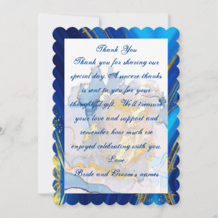Cartões de agradecimentos de Casamento Azul e Dour