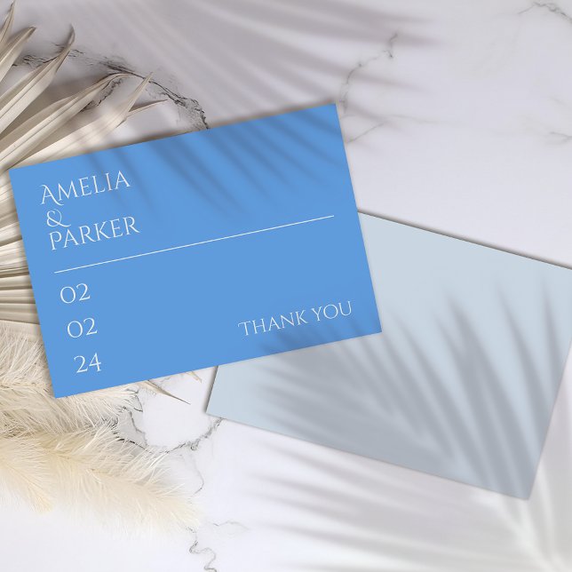 Cartões de agradecimentos de Casamento Azul Minima (Criador carregado)