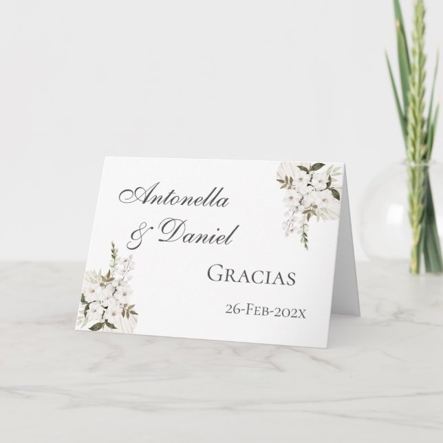 Cartões de agradecimentos de Casamento Boho Espanh (Frente)