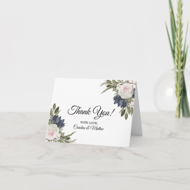 Cartões de agradecimentos De Casamento Cor-de-Rosa (Frente)