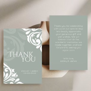 Cartões de agradecimentos de Casamento Damask Eleg