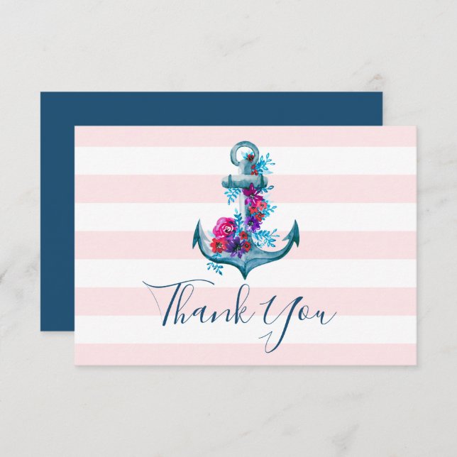 Cartões de agradecimentos De Casamento De Âncora D (Frente/Verso)