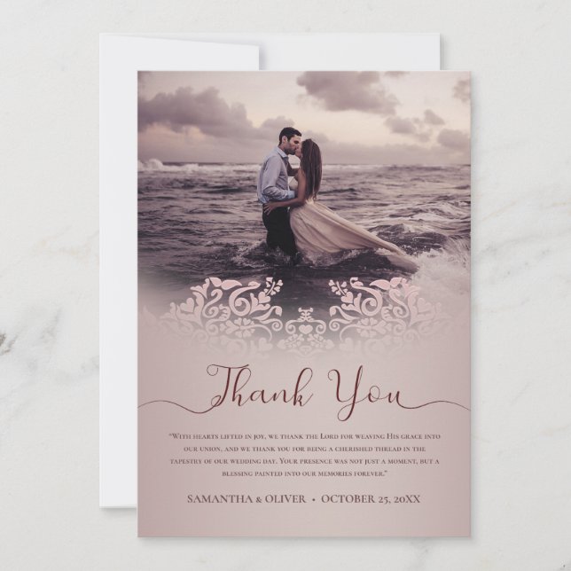 Cartões de agradecimentos de Casamento de Beige El (Frente)