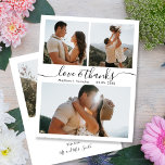 Cartões de agradecimentos de Casamento de Colagem<br><div class="desc">Orçamento, Moderno, Minimalista 3 Colagem de Fotos Elegante "Obrigados e Amor" Manuscrito Casamento Obrigado barato personalizado cartão fino de baixo orçamento. modelo de obrigado de na moda com 3 fotos na frente e 1 foto no verso. ***POR FAVOR, NOTE! *** O PAPEL ORÇAMENTAL/FLYER É MAIS FINO DO PAPEL. *** ATUALIZE...</div>