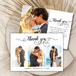 Cartões de agradecimentos de Casamento de Colagem<br><div class="desc">Cartões de agradecimentos De Casamento Da Colagem Fotográfica Do Roteiro 3 Da Caligrafia Elegante Moderno. Na moda Moderno obrigado de casamento você modelo com 3 fotos na frente com o texto "Obrigado" em uma letra suave de letras tipográficas de letras sujas de letras. Placa de dois lados na foto de...</div>