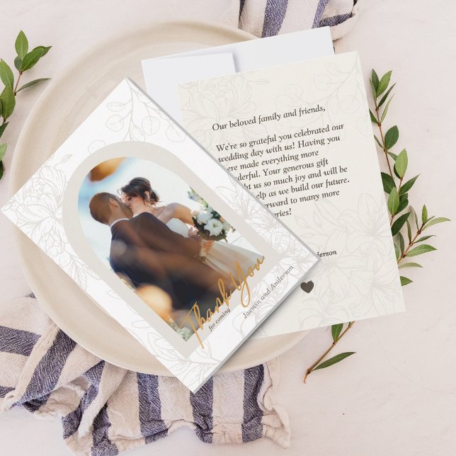 Cartões de agradecimentos de Casamento de Colagem  (Minimalist Photo Collage Wedding Thank You Card)