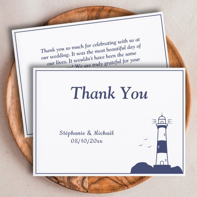 Cartões de agradecimentos de Casamento de Farol (Lighthouse Wedding Thank You Card)