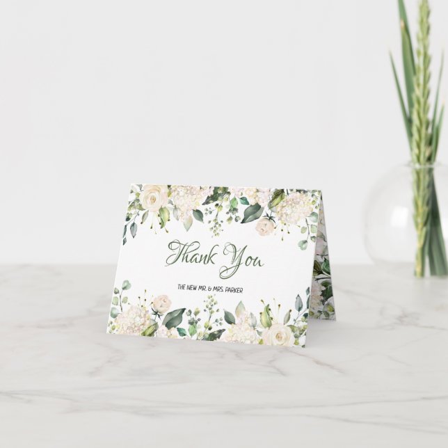 Cartões de agradecimentos de Casamento de Flores B (Frente)