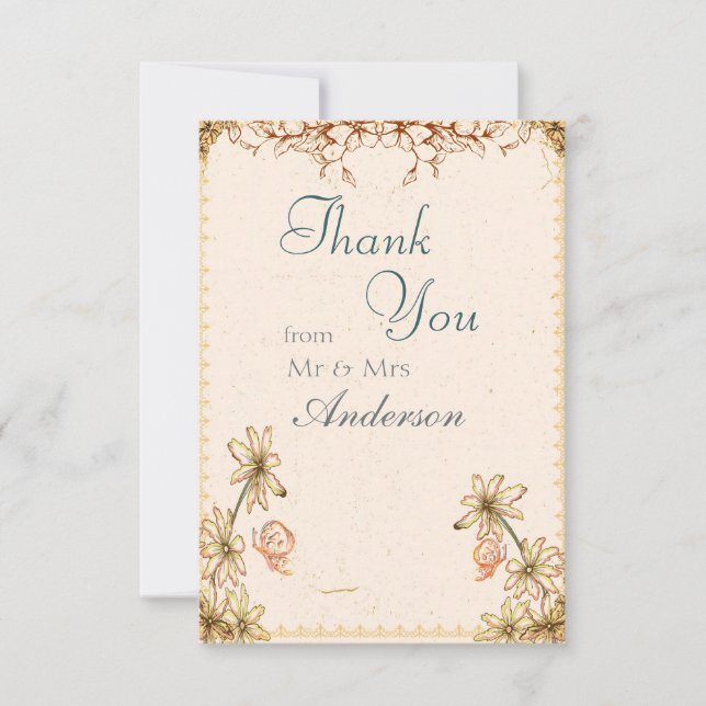 Cartões de agradecimentos de Casamento de Flores V (Frente)