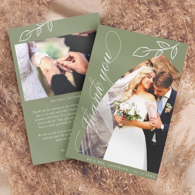 Cartões de agradecimentos De Casamento De Folha Bo (Criador carregado)