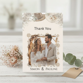 Cartões de agradecimentos de Casamento de Foto Boh
