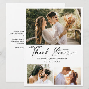 Cartões de agradecimentos de Casamento de Foto com