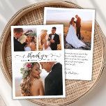 Cartões de agradecimentos de Casamento de Foto Cor<br><div class="desc">Elegante Cartões de agradecimentos De Casamento Da Colagem De Fotos Do Script 3 Da Caligrafia Moderna. modelo de cartões de agradecimentos de casamento com três (3) fotos na frente e uma (1) fotos no verso. Com o texto "Obrigado" em uma caligrafia escrita à mão ou um guião de letras maiúsculas...</div>