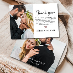 Cartões de agradecimentos de Casamento de Foto Cor