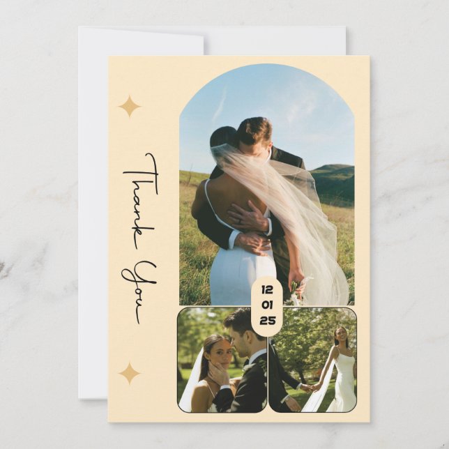 Cartões de agradecimentos de Casamento de Foto Ele (Frente)