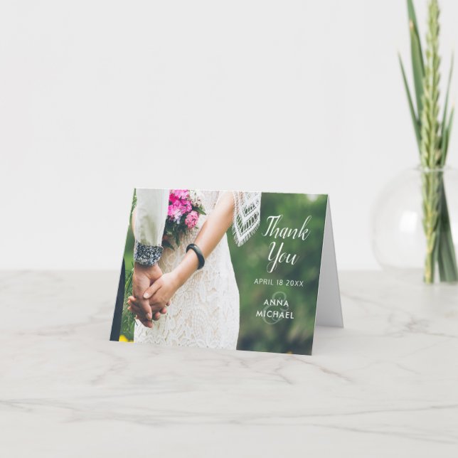 Cartões de agradecimentos de Casamento de Foto Ele (Frente)