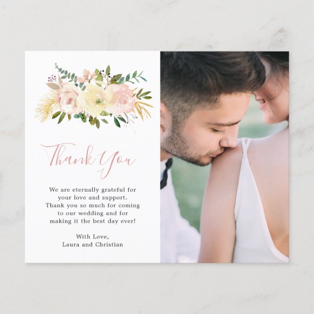 Cartões de agradecimentos De Casamento De Foto Flo (Frente)