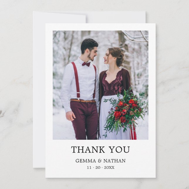 Cartões de agradecimentos de Casamento de Foto Pre (Frente)