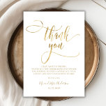 Cartões de agradecimentos de Casamento de Fotos do<br><div class="desc">Cartões de agradecimentos De Casamento Fotográfico Dourado De Caligrafia Moderna. modelo na moda de obrigado de casamento com uma foto vertical de cheio, texto "Obrigado" em uma falso folha de ouro com letra sutil tipografia pálpebra. Placa de dois lados com obrigado pré-feito que você envia uma mensagem na frente e...</div>