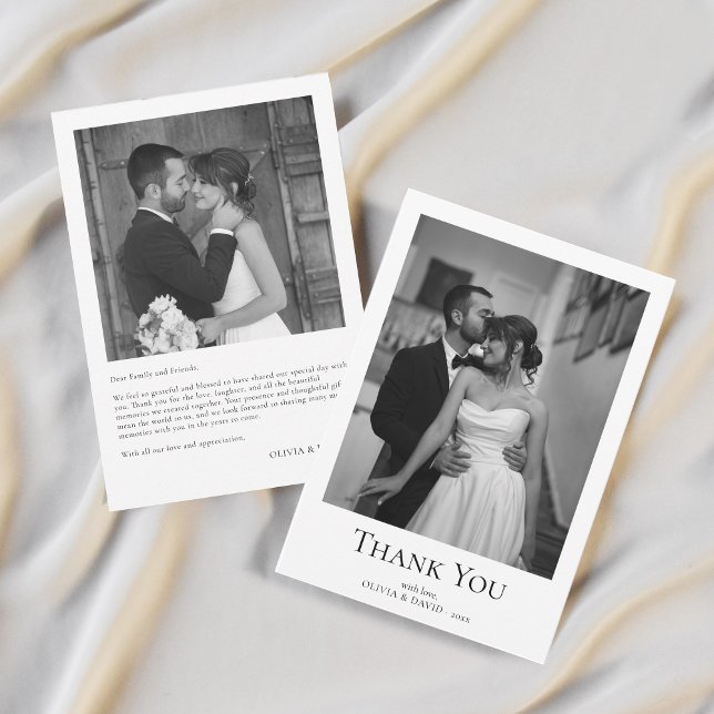 Cartões de agradecimentos de Casamento de Fotos Mo (Simple Modern Photo Wedding Thank You Card)