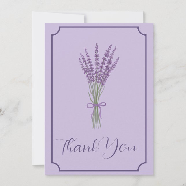 Cartões de agradecimentos de Casamento de lavanda (Frente)