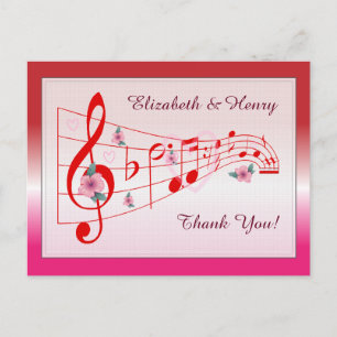 Cartões de agradecimentos de Casamento de Música e