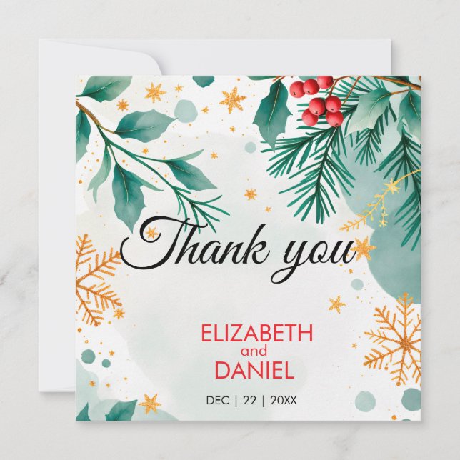 Cartões de agradecimentos de Casamento de Natal em (Frente)