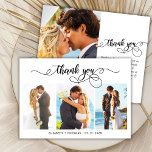 Cartões de agradecimentos de Casamento de Script d<br><div class="desc">Orçamento, Elegante, Script com Letra de Mão (3) Casamento de Colagem de Fotos Obrigado Cartão THIN de barato baixo de orçamento personalizado. modelo de cartões de agradecimentos de casamento com (3) três fotos na frente e (1) uma foto na parte traseira. ***POR FAVOR, NOTE! *** O PAPEL ORÇAMENTAL/FLYER É FINO....</div>