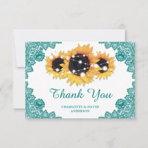 Cartões de agradecimentos de Casamento de Teal Su