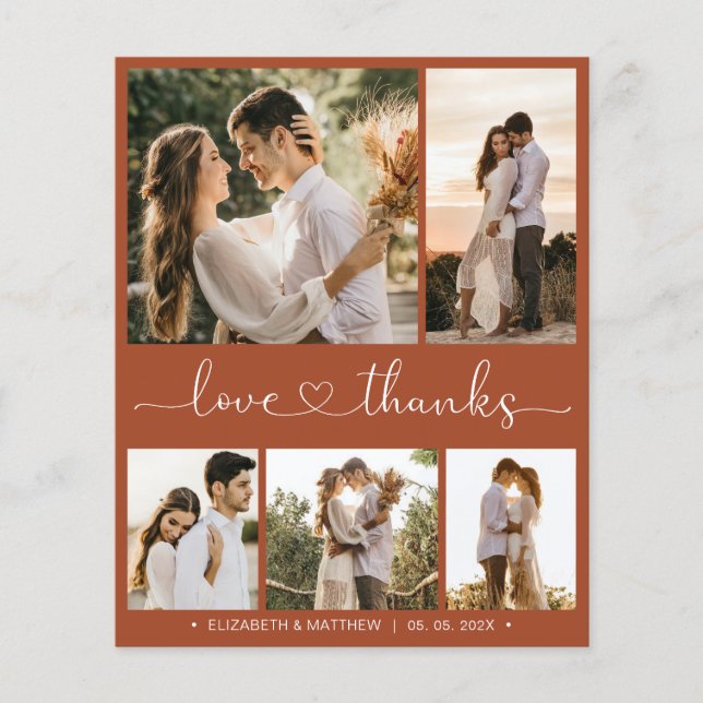 Cartões de agradecimentos de Casamento do Script T (Frente)