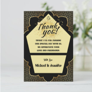 Cartões de agradecimentos de Casamento Dourado e G