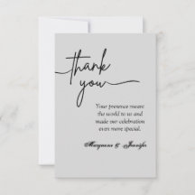 Cartões de agradecimentos de Casamento Elegante