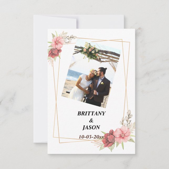 Cartões de agradecimentos De Casamento Elegante Do (Frente)