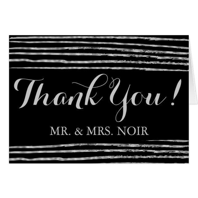 Cartões de agradecimentos de Casamento Faux Silver (Frente Horizontal)