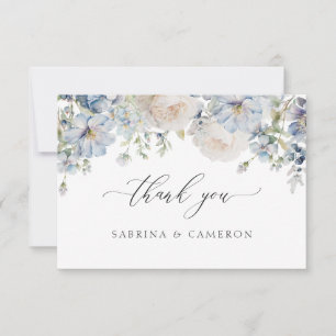 Cartões de agradecimentos de Casamento Floral Azul
