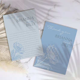 Cartões de agradecimentos de Casamento Floral Azul