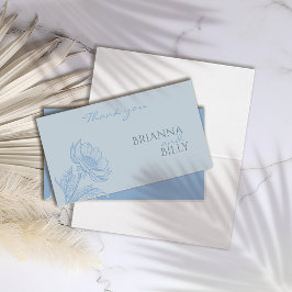 Cartões de agradecimentos de Casamento Floral Azul