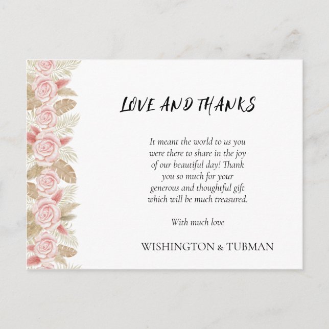 Cartões de agradecimentos de Casamento Floral Chic (Frente)