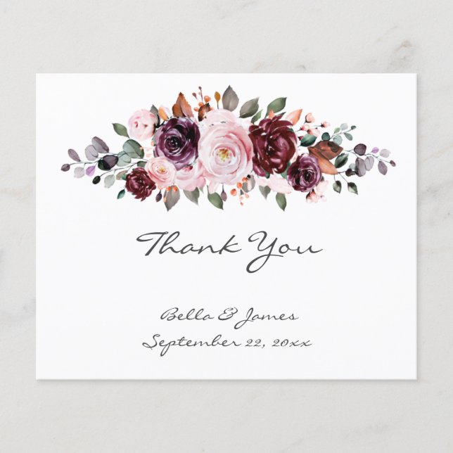 Cartões de agradecimentos de Casamento Floral de A (Frente)