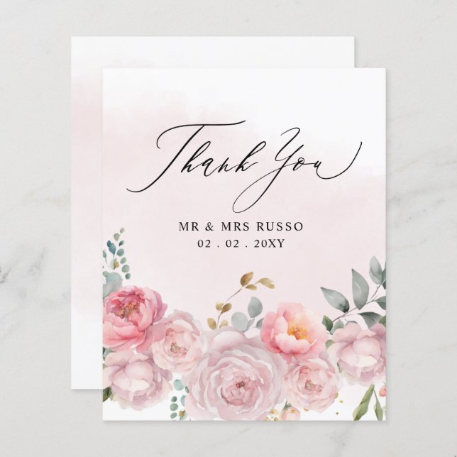 Cartões de agradecimentos De Casamento Floral De B (Frente/Verso)