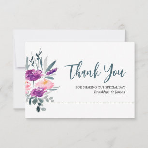 Cartões de agradecimentos de Casamento Floral de W
