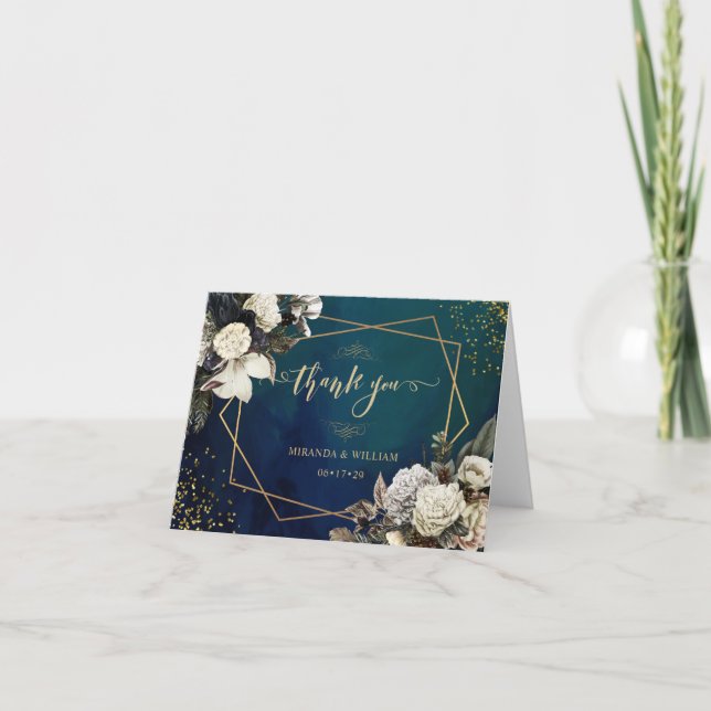 Cartões de agradecimentos de Casamento Floral Dour (Frente)