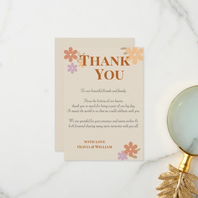 Cartões de agradecimentos de Casamento Floral Eleg (Frente/Verso In Situ)