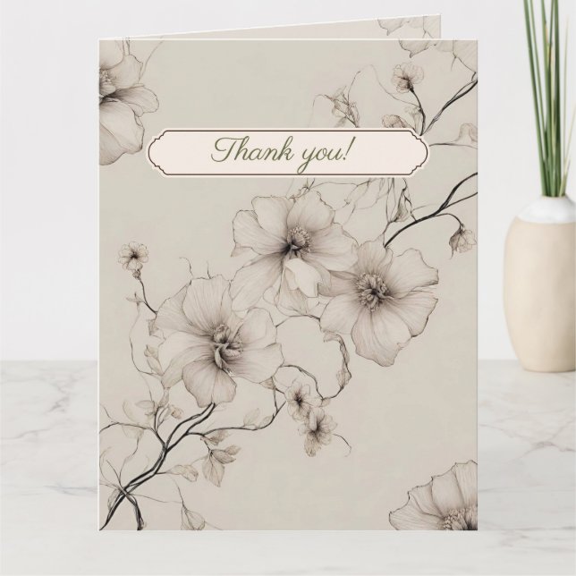 Cartões de agradecimentos de Casamento Floral Eleg (Frente)