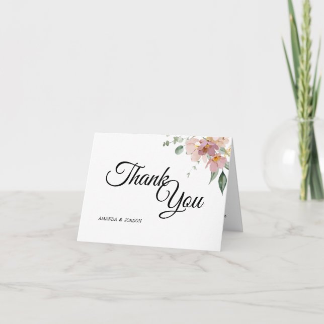 Cartões de agradecimentos de Casamento Floral Mauv (Frente)