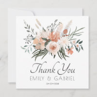 Cartões de agradecimentos de Casamento Floral Rosa