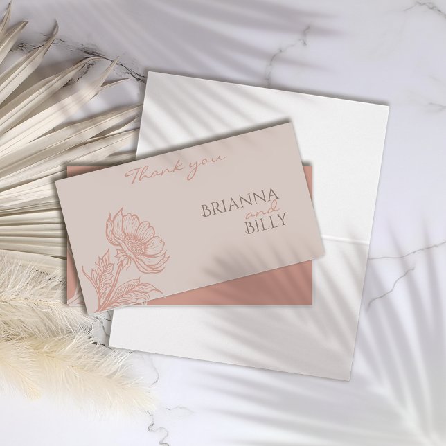 Cartões de agradecimentos de Casamento Floral Rosa (Criador carregado)