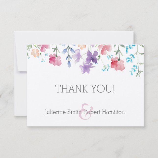 Cartões de agradecimentos de Casamento Floral Russ (Frente)